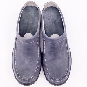 New Clarks Mules Slip On Gray Leather Womens Shoes